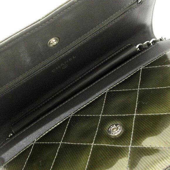 Auth CHANEL Matelasse - Khaki Gray Patent Leather Leather Other Style Wallet - Picture 10 of 13